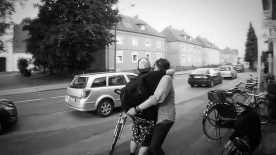 Two friends embrace in a reunion after Erasmus+ Exchange for the Once Erasmus, Always Erasmus Video