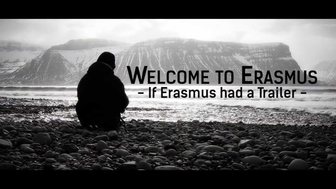 Image of Patrick Doodt sitting on the beach in Iceland for the viral video called the Erasmus Trailer